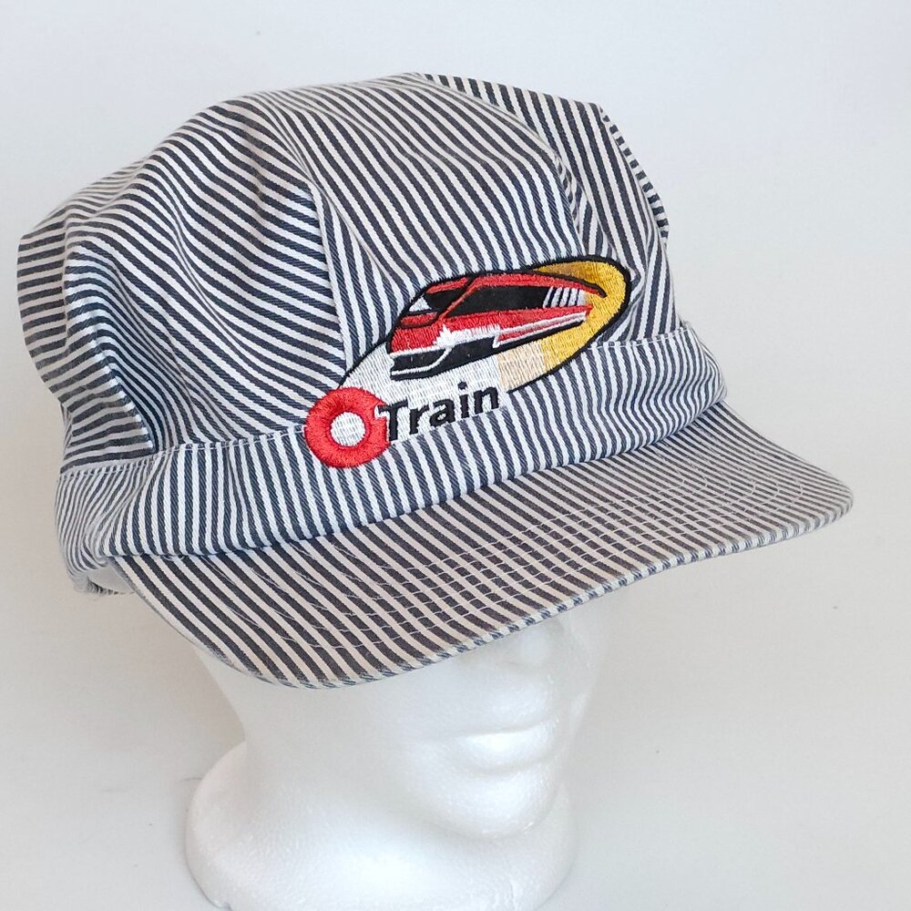 OTTAWA O-Train Hat OC Transpo Conductor Hat Hickory Stripe Embroidered - Picture 1 of 9